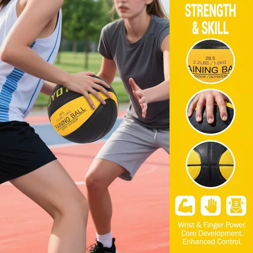 Vista 3 de KUYOTQ 3LBS/3.3LBS/2.2LBS Weighted Heavy Training Basketball 29.5/28.5" in and Outdoor Improving Handling Dribbling Passing Rebounding Skill