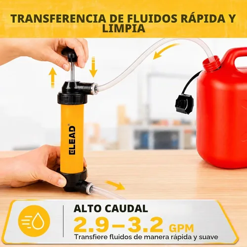Vista 6 de Bomba de sifón de transferencia de fluidos para gasolina, bomba de transferencia de líquidos multiuso, máximo 3 GPM de alto caudal, bomba de mano