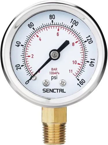Vista 9 de SENCTRL Medidor de Baja Presión de 0-30 Psi, Tamaño de Esfera de 2", Montaje Inferior de 1/4 Npt, Impermeable, Carcasa de Acero Inoxidable