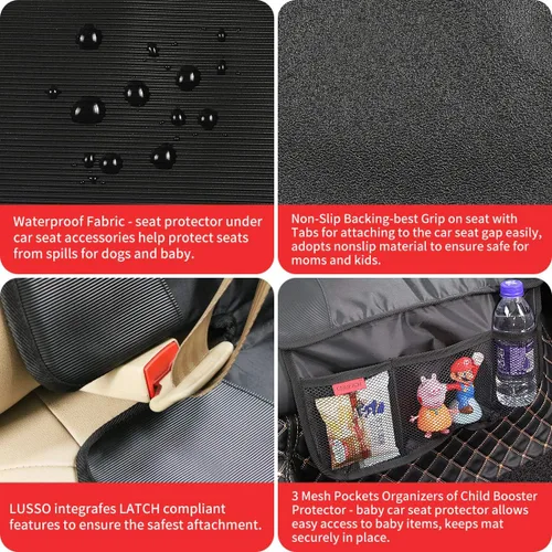 Vista 4 de Kaiphy Protector de asiento de automóvil, tapete de protección de asiento, acolchado grueso, duradero, tela impermeable, esquinas reforzadas