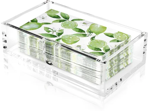 Vista 8 de LotFancy Servilletero acrílico para servilletas de cóctel de 5 x 5 pulgadas, soporte de papel transparente para mesa, cocina, bar, fiesta