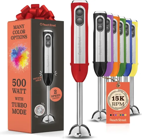 Vista 20 de Set de licuadora de inmersión multiusos, batidora de mano con potente motor de cobre de 800W, alta velocidad, modo Turbo, batidora de mano de 3 en 1