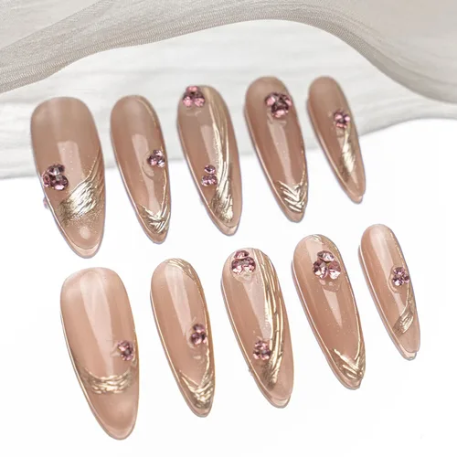 Vista 13 de Sun&Beam Nails Uñas a presión hechas a mano, medianas y largas, almendra, ovalada, azul y blanco, concha de perla, diseño 3D, bonitos dijes