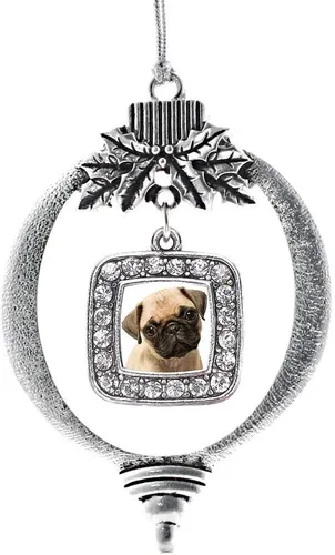 Vista 140 de Inspired Silver - Mis iniciales - Adorno con dije de letra S - Adornos navideños cuadrados de plata con joyas de circonita cúbica