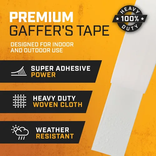 Vista 3 de Lockport Cinta Adhesiva Blanca para Gaffer de 2 pulgadas x 45 yardas - Cinta Gaff Blanca Profesional - Sin Residuos, Resistente al Agua, No