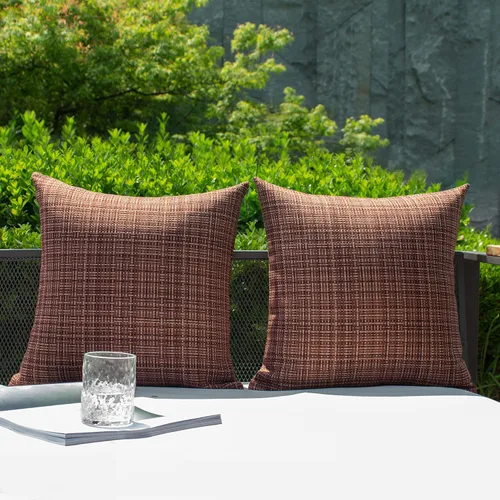 Vista 54 de Kevin Textile - Juego de 2 fundas de almohada decorativas para exteriores, impermeables, para jardín, patio, tienda de campaña, sofá, de 16 x 16