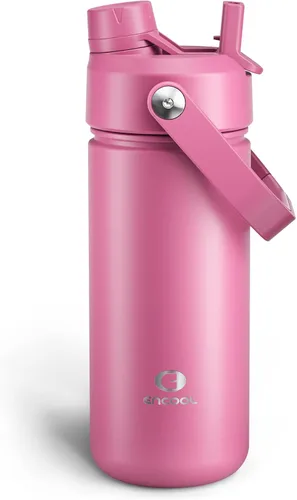 Vista 152 de Botella de agua aislada con popote para niños, botella de agua de acero inoxidable de 12 onzas con boquilla doble, a prueba de fugas, sin BPA, al