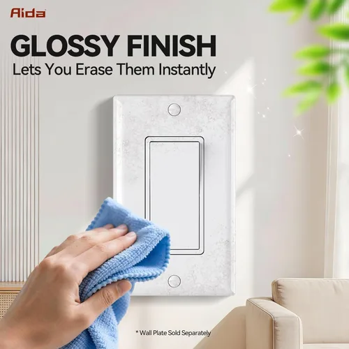 Vista 7 de AIDA Interruptor de Luz Decorativo Basculante de Un Solo Polo, Interruptores de Luz Eléctricos con Conexión a Tierra Automática de 15 Amperios