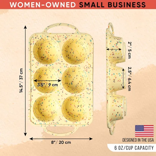 Vista 5 de BAKE BOSS Molde de Silicona Confetti para Muffins Jumbo de 6 Cavidades–Moldes Antiadherentes para Cupcakes para Hornear, Moldes de Silicona Grandes