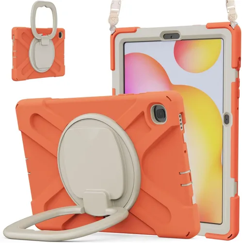 Vista 33 de Funda de rotación 360 para Samsung Galaxy Tab S6 Lite de 10.4 pulgadas, resistente, soporte de anillo giratorio, correa de transporte, correa