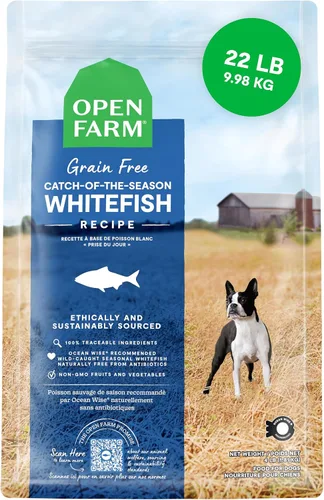 Open Farm Catch-of-The-Season - Alimento seco para perros sin granos, receta de pescado capturado de forma sostenible con superalimentos sin OMG y