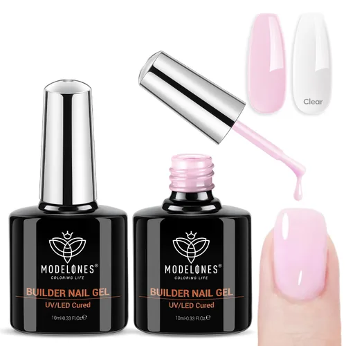 Vista 19 de modelones Juego de Base y Capa Superior para Esmalte de Uñas en Gel, 3 Piezas Base de Goma y Capa Superior de Gel Transparente Brillante y Mate a