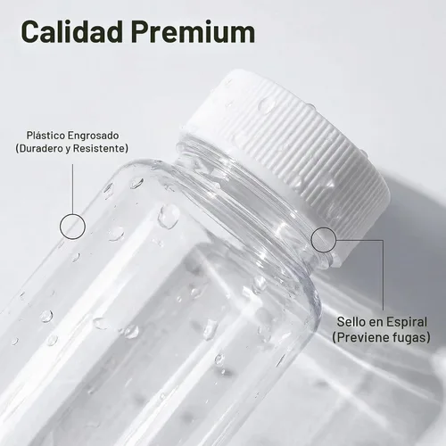 Vista 4 de 12 botellas transparentes de plástico de 3.3 onzas líquidas, contenedor vacío con tapa de rosca blanca, estuche de polvo sólido, soporte