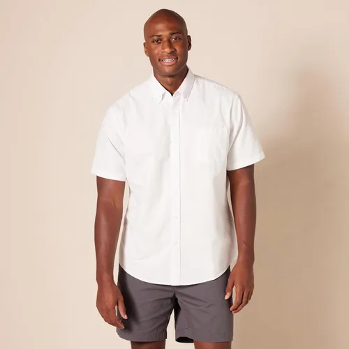 Vista 6 de Tienda Essentials Camisa Oxford de manga corta con bolsillo para hombre