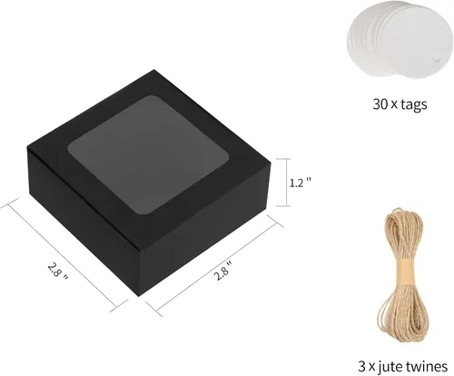 Vista 5 de COTOPHER Caja de jabón, 30 cajas pequeñas de embalaje de jabón de 2.8 x 2.8 x 1.2 pulgadas, mini cajas de papel kraft con ventana para jabón casero