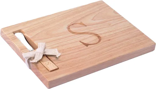 Vista 12 de Miicol Tabla de madera para charcutería, tabla de queso con monograma de 10 pulgadas, tabla de cortar inicial personalizada con esparcidor, regalo