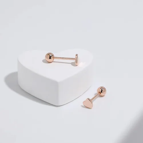 Vista 3 de Meissa Aretes de bola de plata de ley 925 minimalistas con diseño de corazón para dormir en la espalda, aretes para múltiples piercings, unisex