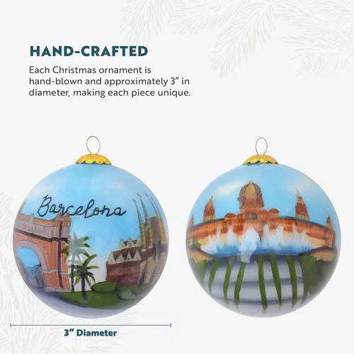 Vista 5 de Adorno navideño de cristal pintado a mano - Barcelona