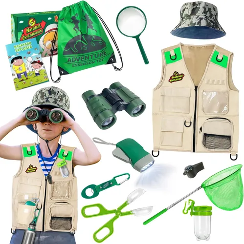 ESSENSON Kit explorador para exteriores y kit de atrapador de insectos con chaleco, juguete de regalo para niños y niñas de 3, 4, 5, 6, 7, 8 años,