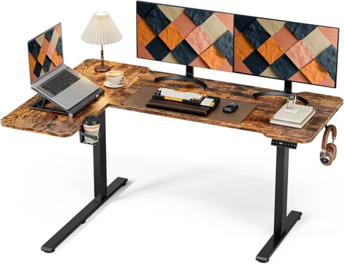 Vista 14 de Acrolix Escritorio Eléctrico de Pie Reversible en Forma de L de 51", Altura Ajustable, Escritorio de Esquina de Pie para Gaming, Escritorio