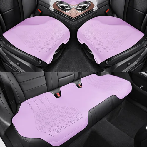 Vista 8 de 3 fundas de asiento de automóvil, fundas de cuero de lujo para asiento delantero y trasero, protector de cojín de asiento universal sin respaldo