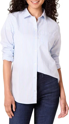 Vista 6 de Yaxa Essentials - Camisa de popelina para mujer, de manga larga, con botones y ajuste regular