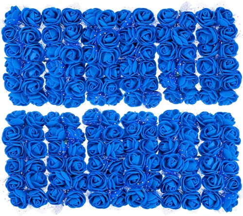 Vista 24 de MECCANIXITY Cabezas de rosas artificiales, mini flores sintéticas negras de 0.8 a 1 pulgada para manualidades, decoración de bodas y fiestas