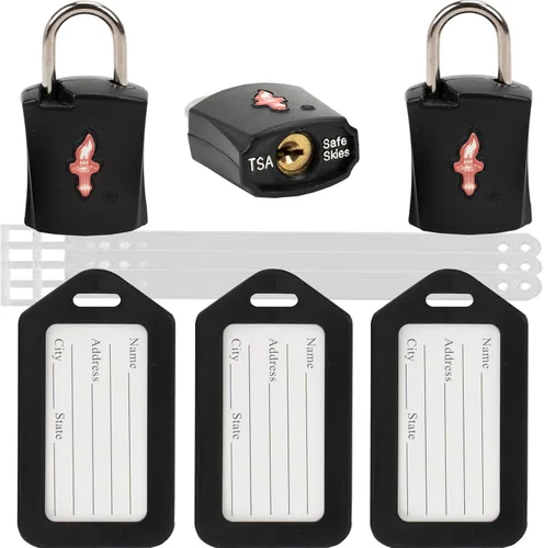 Candados de equipaje aprobados por la TSA, paquete de 3 con etiquetas de equipaje, paquete de 6 llaves, paquete de cerradura de viaje negra, núcleo