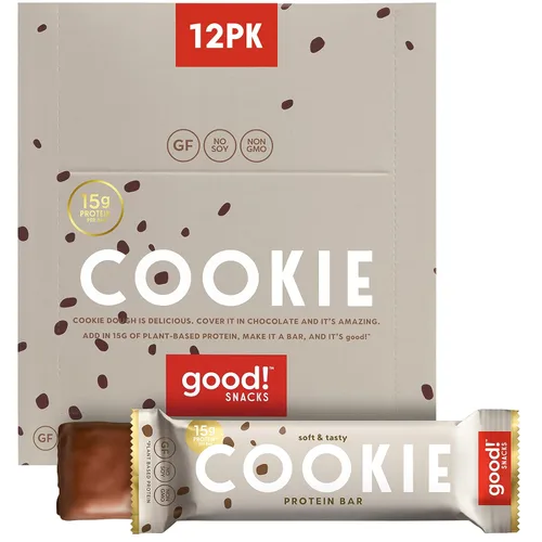 Vista 8 de Barras de proteínas de arándanos veganas good!, libres de soja y gluten, a base de plantas, bajas en azúcar, 15 g de proteína limpia, snack