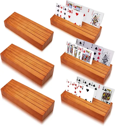 Vista 8 de hismocal Soporte para cartas de juego, soporte para cartas de juego para personas discapacitadas o mayores, estantes de madera manos libres, bandeja