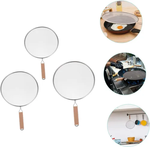 Vista 6 de 3 Pcs Stainless Steel Splatter Screen Oil Guard for Kitchen