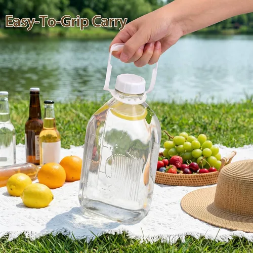 Vista 7 de CUCUMI Botella de leche de vidrio con tapa hermética reutilizable y fuerte, 1 paquete de botellas de jugo de vidrio de 64 onzas para leche