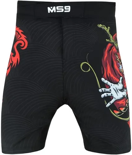 Vista 3 de MS9 Pantalones cortos de artes marciales mixtas para hombres, Grappling Kick Boxing BJJ Boxing