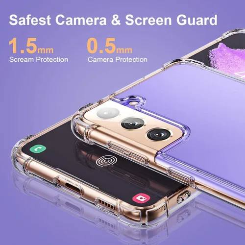 Vista 5 de KIOMY Funda transparente para Samsung Galaxy S21+ / S21 Plus 5G, 3 en 1, a prueba de golpes, funda protectora para teléfono, carcasa
