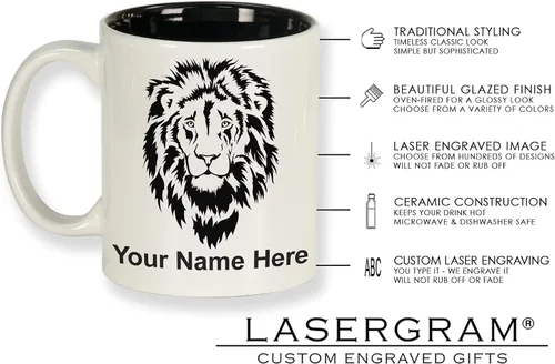 Vista 6 de LaserGram Taza de café redonda de cerámica de 11 oz, Scorpion, grabado personalizado incluido (blanco)