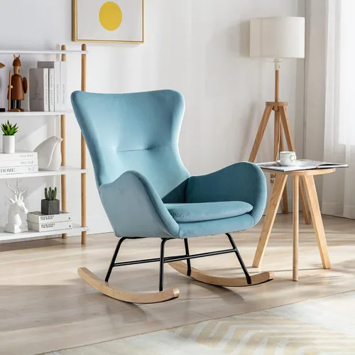 Mecedora para guardería, silla reclinable tapizada de terciopelo, asiento acolchado con respaldo alto, silla de lectura, cómoda silla decorativa