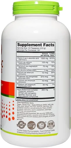 Vista 3 de NutriBiotic - Ascorbate Bio-C, 16 onzas Polvo de vitamina C efervescente con bioflavonoides y minerales de limón Calcio, magnesio, zinc, selenio