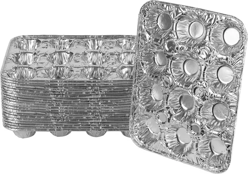 Vista 11 de PLASTICPRO moldes de papel de aluminio para muffins reutilizables y desechables, para 6 cupcakes/muffins y moldes de papel de aluminio