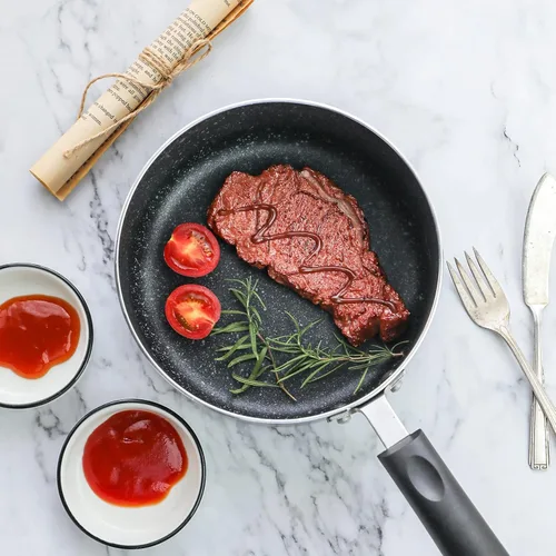 Vista 5 de Juego de cacerolas antiadherentes de 1 cuarto de galón y 2 cuartos de galón, sartén antiadherente ultra pequeña con tapa de cristal, ideal para Negro