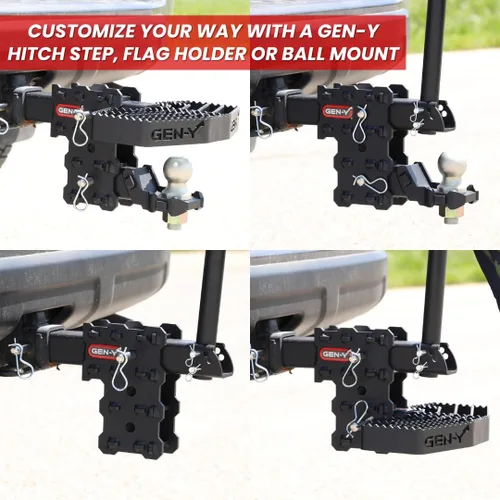 Vista 5 de GEN-Y Hitch Enganche de remolque con montaje de bola, pasador de bloqueo y clip para receptor de 2 pulgadas, caída y elevación de 4.5 pulgadas con 3