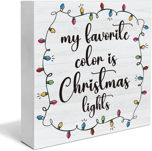 Vista 25 de Señal de madera de Navidad 2024 para el hogar, decoración familiar, decoración de mesa de Navidad de 5 x 5 pulgadas