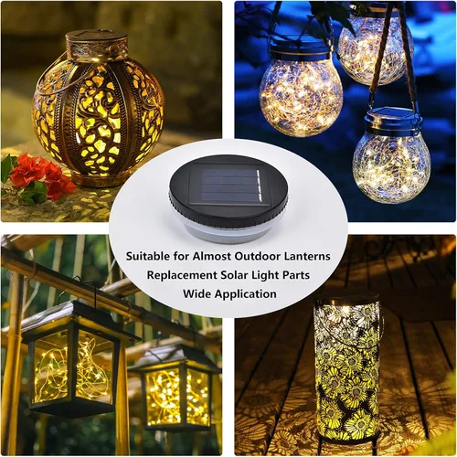 Vista 7 de Paquete de 3 luces solares de repuesto, luces solares de repuesto para tapa superior con juntas de silicona de repuesto para frascos de 3.35