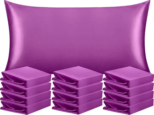 Vista 48 de NTBAY Paquete de 2 fundas de almohada estándar de satén para cabello y piel, lujosas y sedosas fundas de almohada con cierre de sobre, 20 x 26