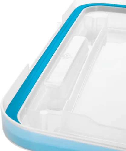 Vista 9 de Sterilite 19414306 - Caja de almacenamiento de plástico transparente de 7.5 cuartos y tapa con pestillos azules
