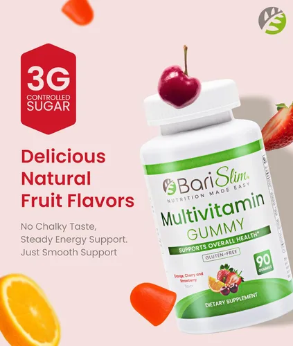 Vista 4 de BariSlim Gomitas multivitamínicas masticables bariátricas, vitaminas gomosas especialmente formuladas para pacientes después de una cirugía