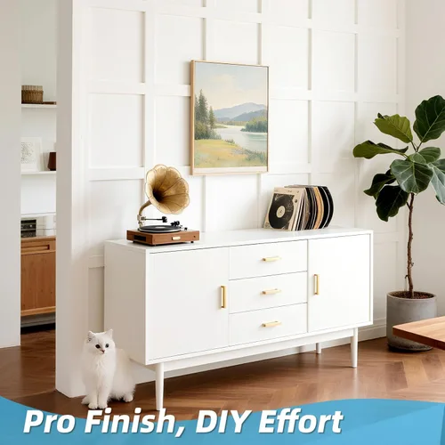 Vista 4 de Art3d Kit de Revestimiento de Tablero y Listón Prefabricado Pintable, Panel de Pared de Acento de MDF para Cocina Dormitorio Sala de Estar
