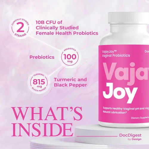 Vista 3 de DocDigest by Design VajayJoy Píldoras de equilibrio de pH - Probiótico vaginal para mujer para la regulación del pH, clínicamente demostrado