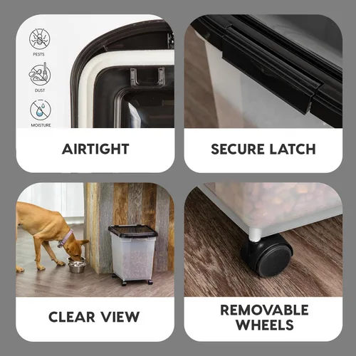 Vista 5 de Iris Contenedor para alimento de perro de estructura hermética, Individual, Negro