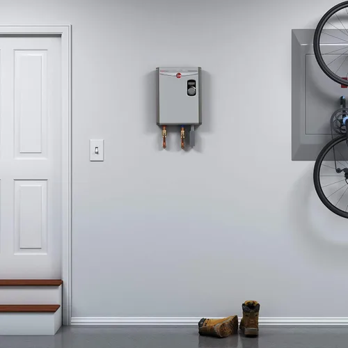 Vista 3 de Rheem RTEX-18 calentador de agua para el hogar de 240 V sin tanque, con 2 cámaras de calefacción