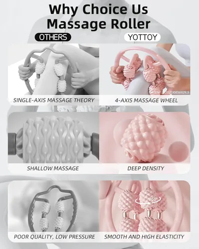 Vista 4 de YOTTOY Deep Tissue Massage Roller,8-Wheel Muscle Roller Stick for Legs,Back,Cellulite Massager for Muscle Soreness Relief and Self-Massage